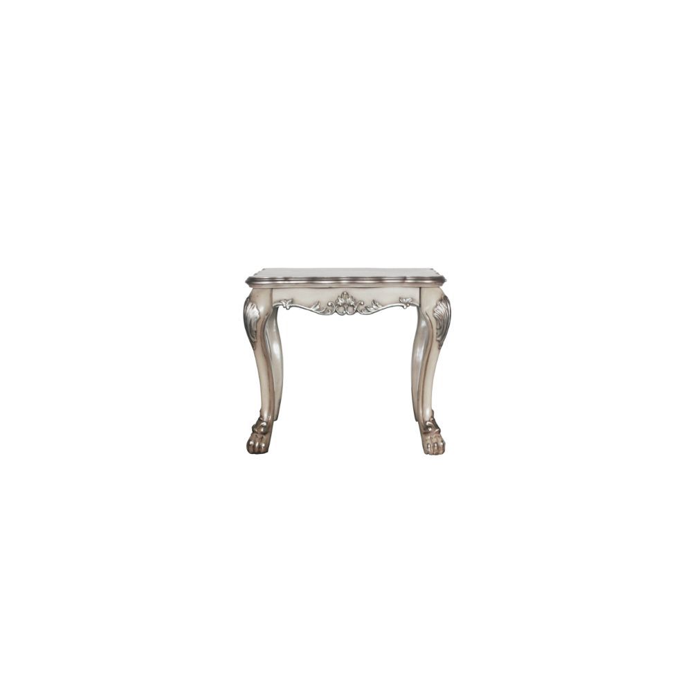 ACME The Dresden traditional end table, reflects highly decorative details, oversized claw feet, decorative carving inlay veneers on apron, all carefully made with selected materials. This table will be the showpiece of any room environment. | Meri Furnit