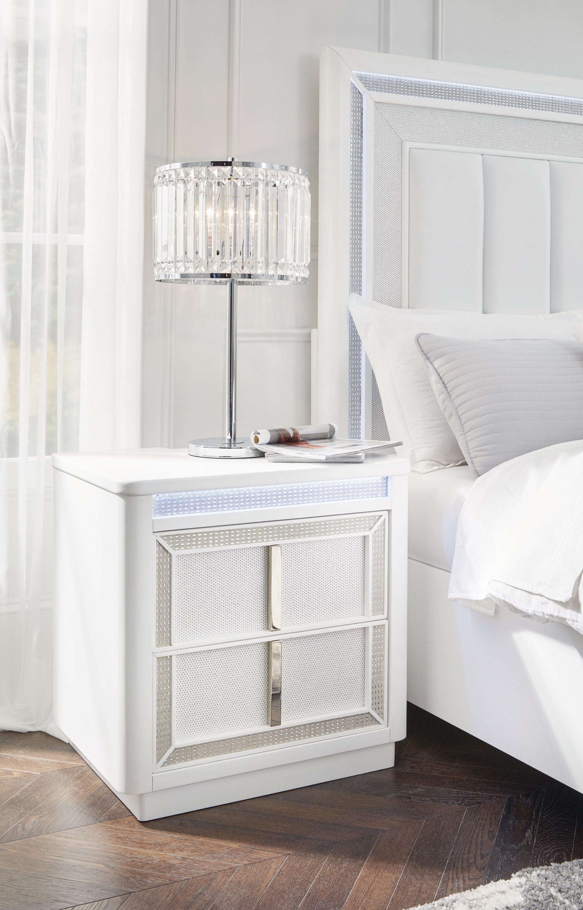 Signature Design by Ashley® Chalanna - White - Two Drawer Night Stand | Meri Furniture
