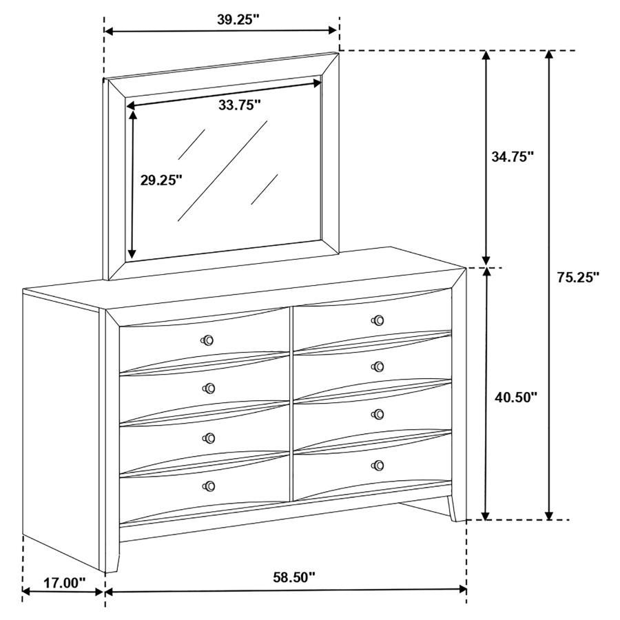 Coaster Fine Furniture Briana - 8-Drawer Dresser With Mirror - Black | Meri Furniture
