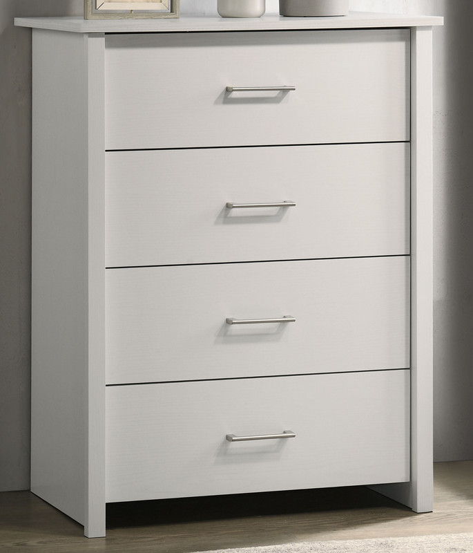 Celeste 32"W White 4-Drawer Chest with Silver Handles