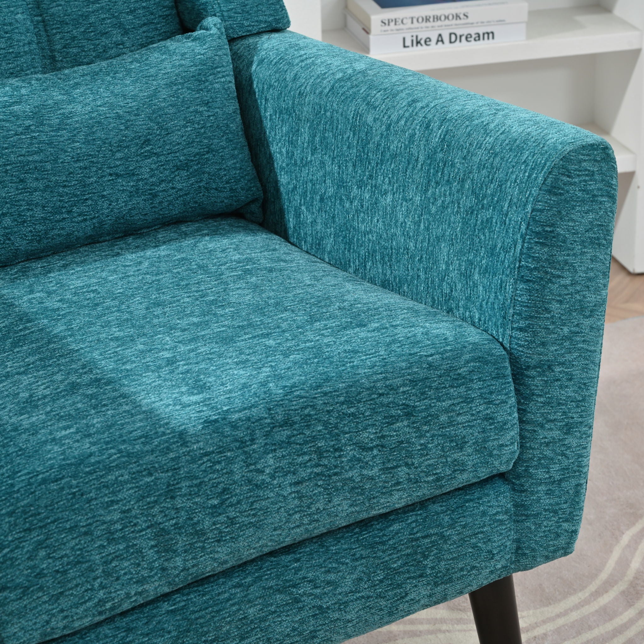 Modern Accent Chair Upholstered Foam Filled Living Room Chairs Comfy Reading Chair Mid-Century Modern Chair With Chenille Fabric Lounge Arm Chairs Armchair For Living Room Bedroom