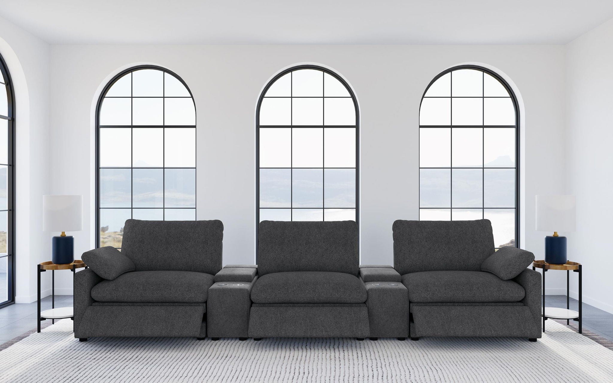 Collins 5-Piece Power Reclining Home Theater Seating Dark Grey
