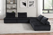 Anna 120"W Black Velvet 5 Pc Sectional Sofa