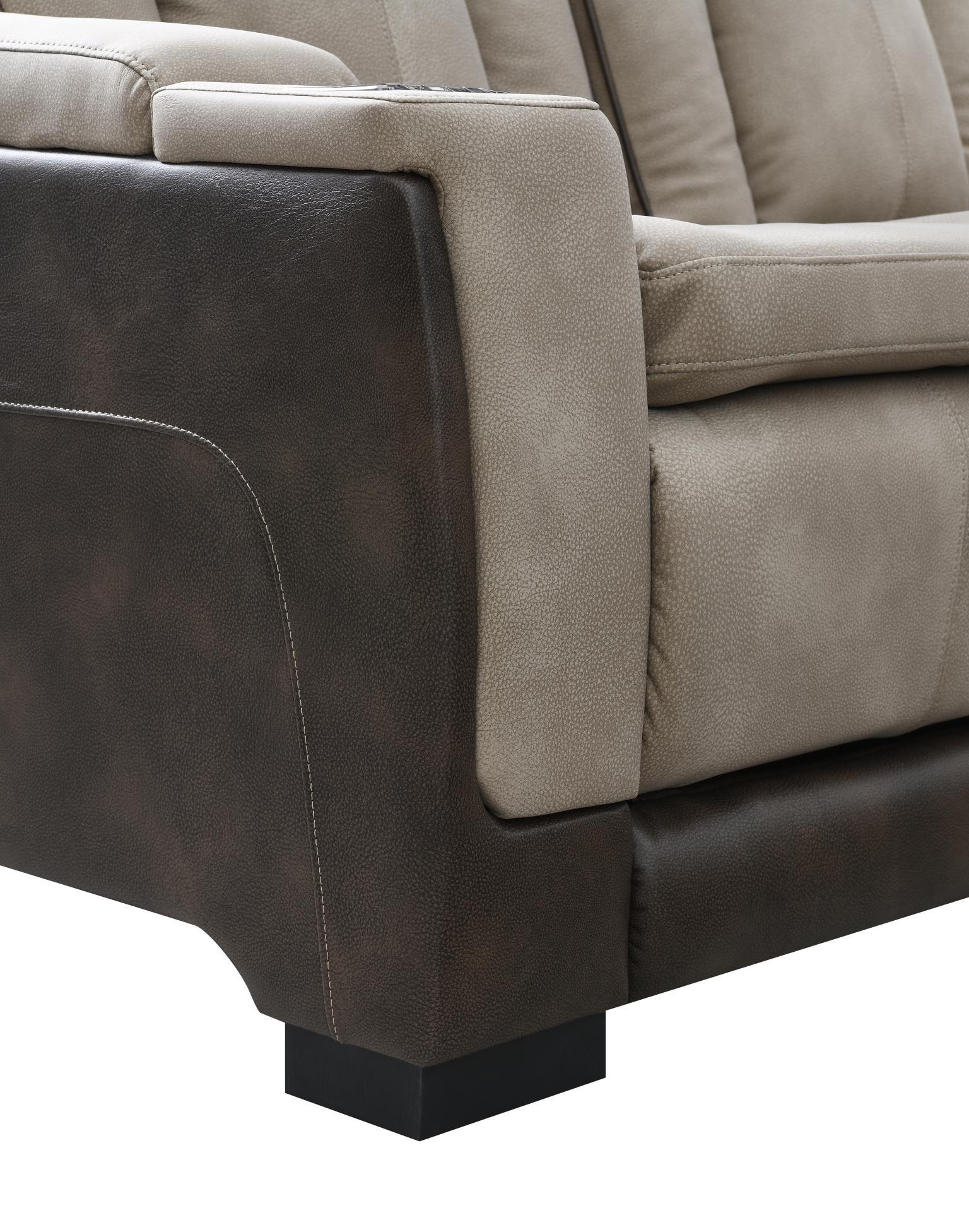 U78 - Power Reclining Loveseat With Power Headrest, Storage Arms / USB And Wireless Charger Chair - Sand / Brown