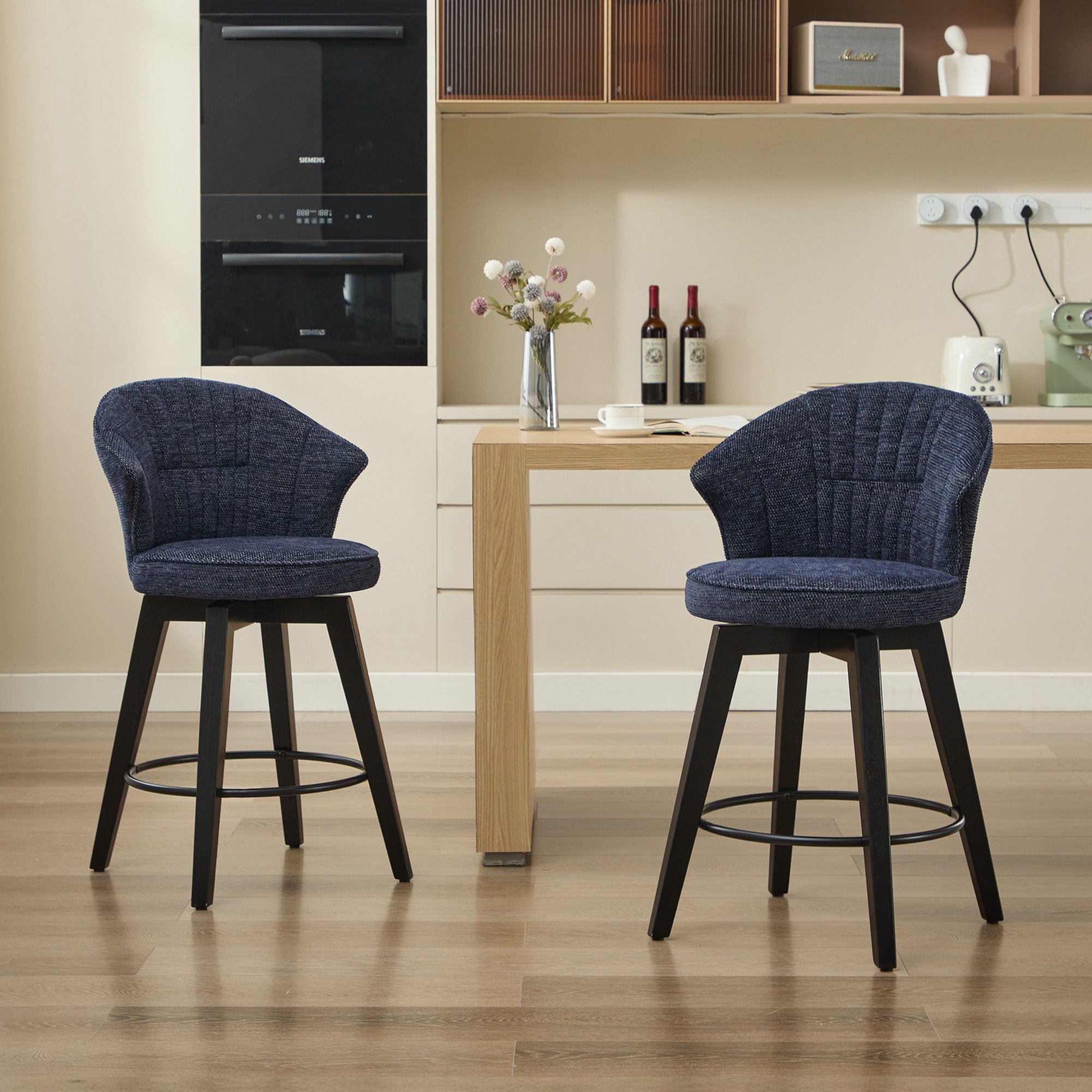 Wing Back Swivel Bar Stools (Set of 2)