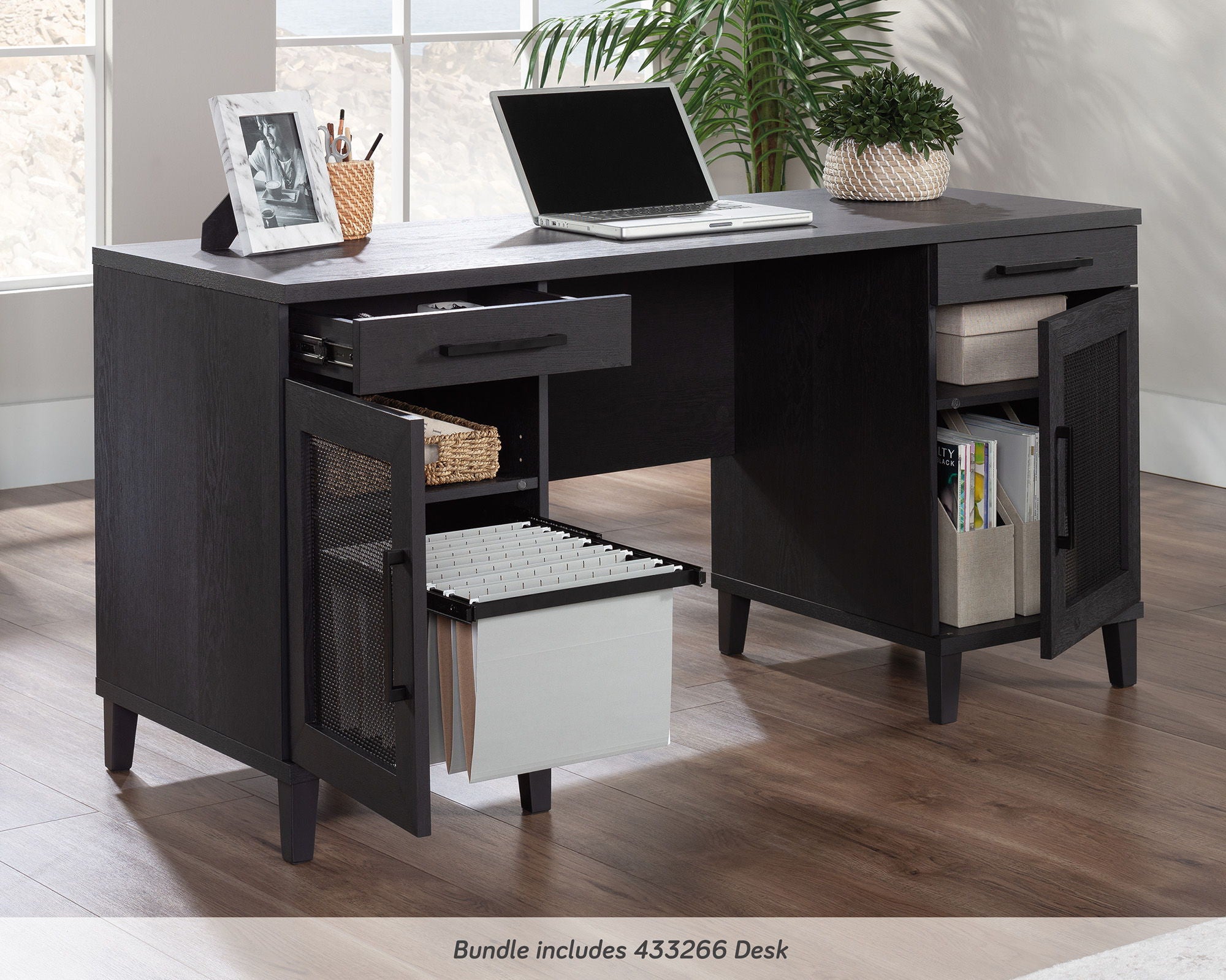 Double Pedestal Desk & Hutch Bundled Set