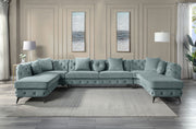 Zerah - Sectional Sofa With 7 Pillows - Dusty Blue