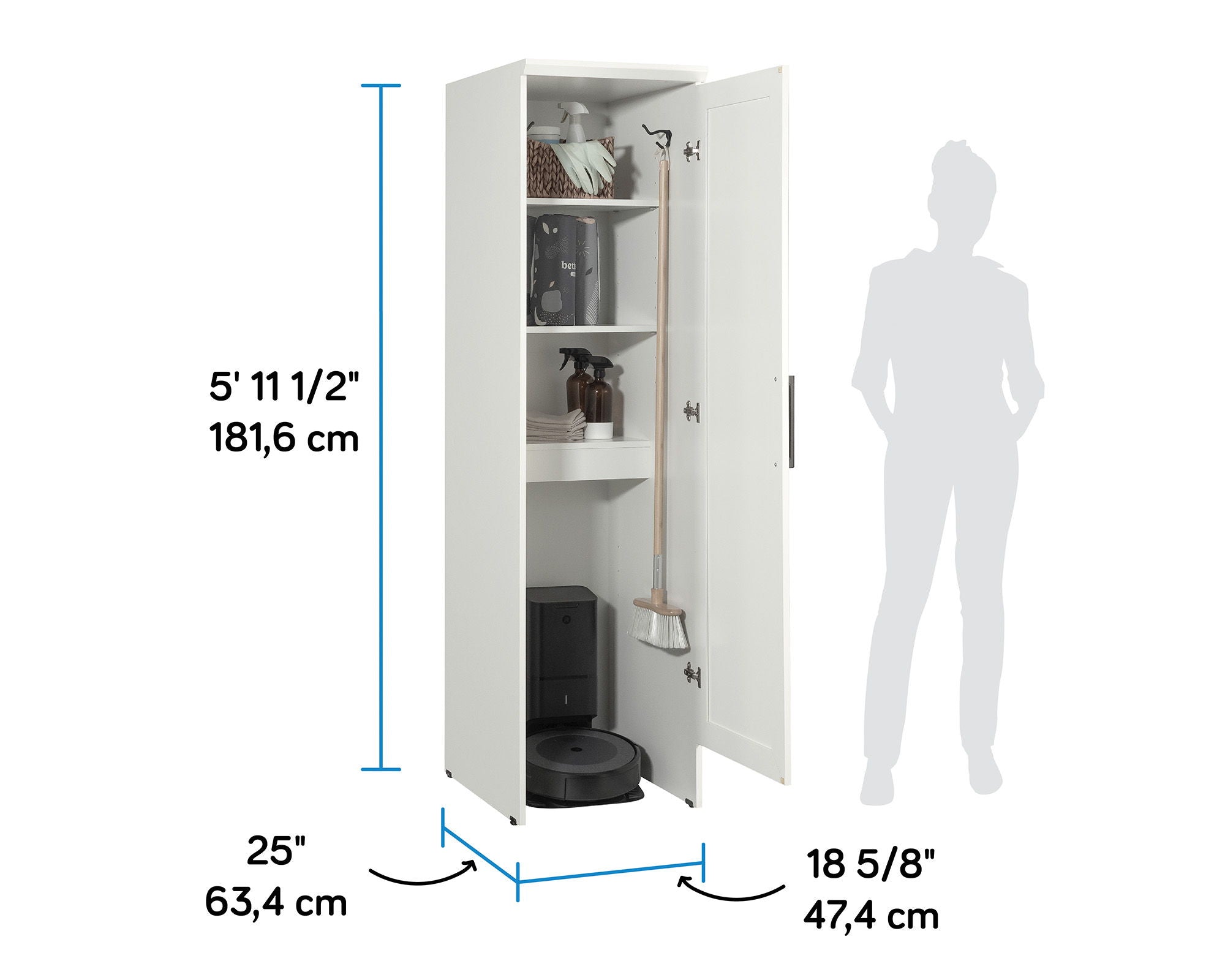 Robot Vacuum Storage Cabinet in Soft White