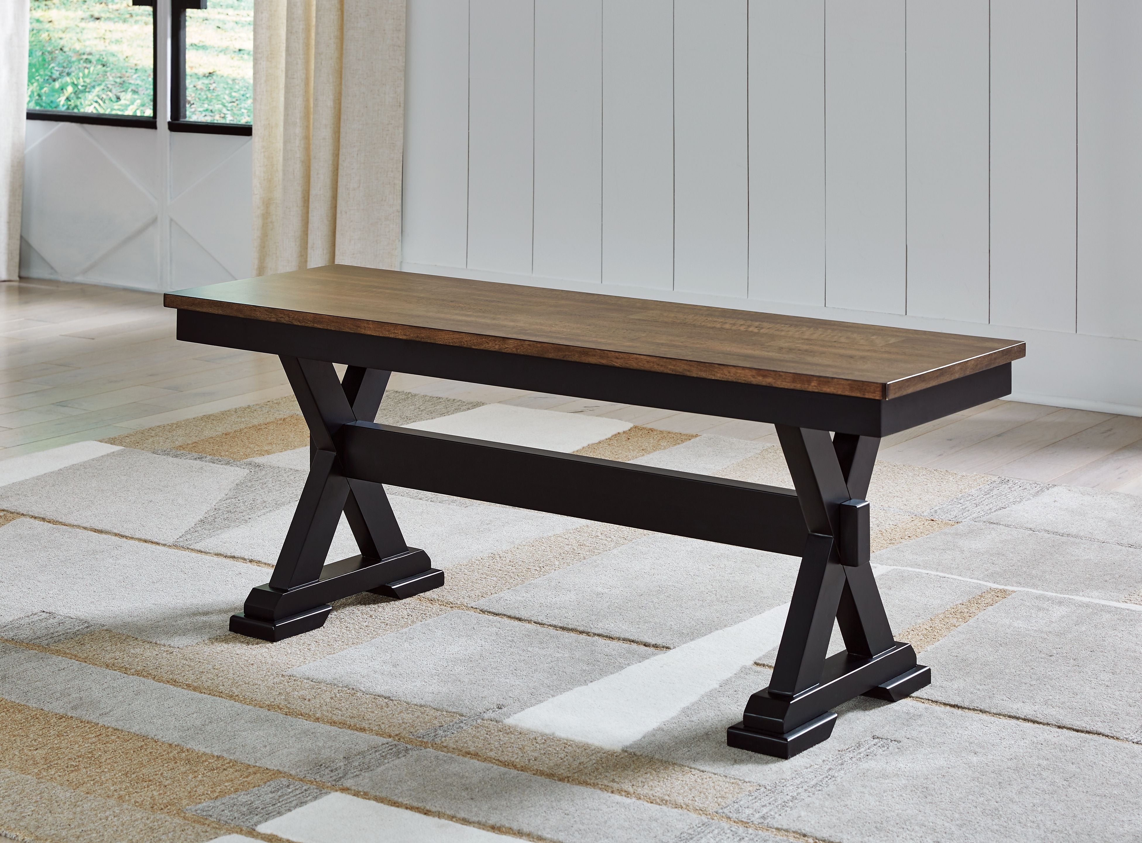 Signature Design by Ashley® Wildenauer - Brown / Black - Large Dining Room Bench | Meri Furniture