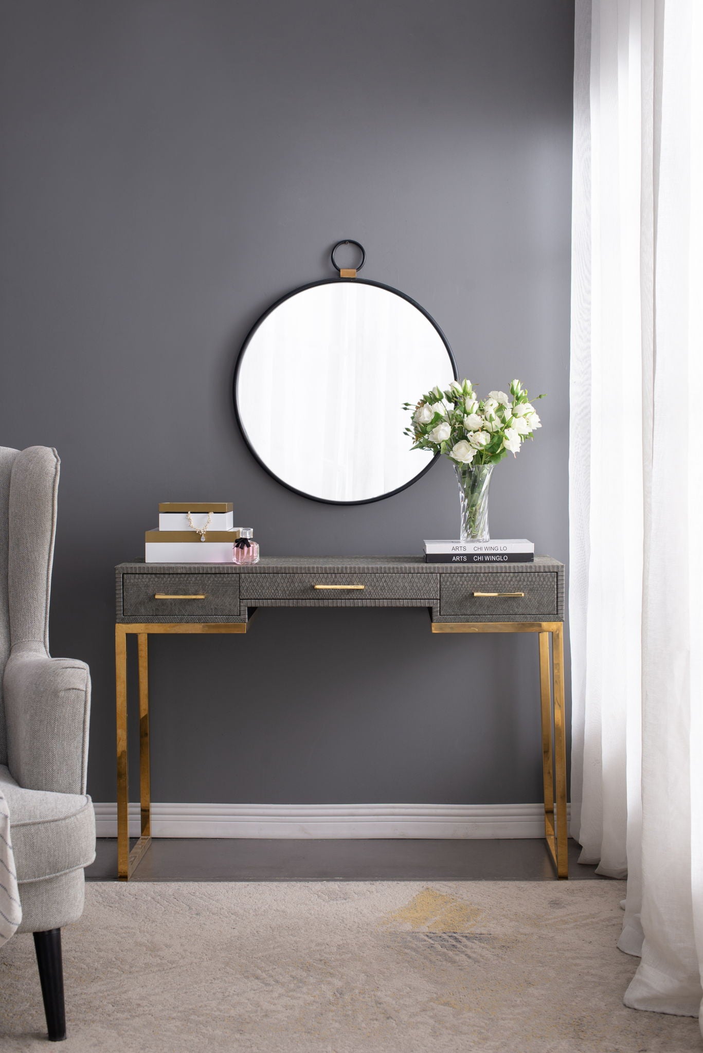 Wall Mirror With Frame, Contemporary Minimalist Accent Mirror For Living Room, Foyer, Entryway, Bedroom - Black