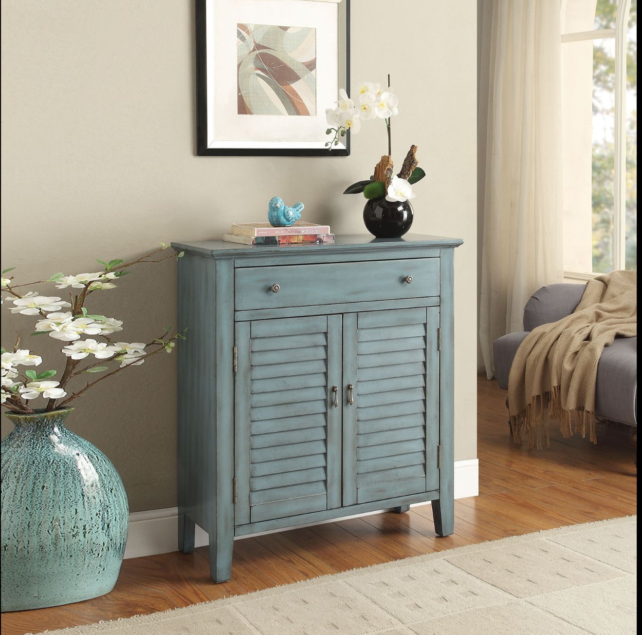 ACME Winchell - Accent Table - Antique Blue | Meri Furniture