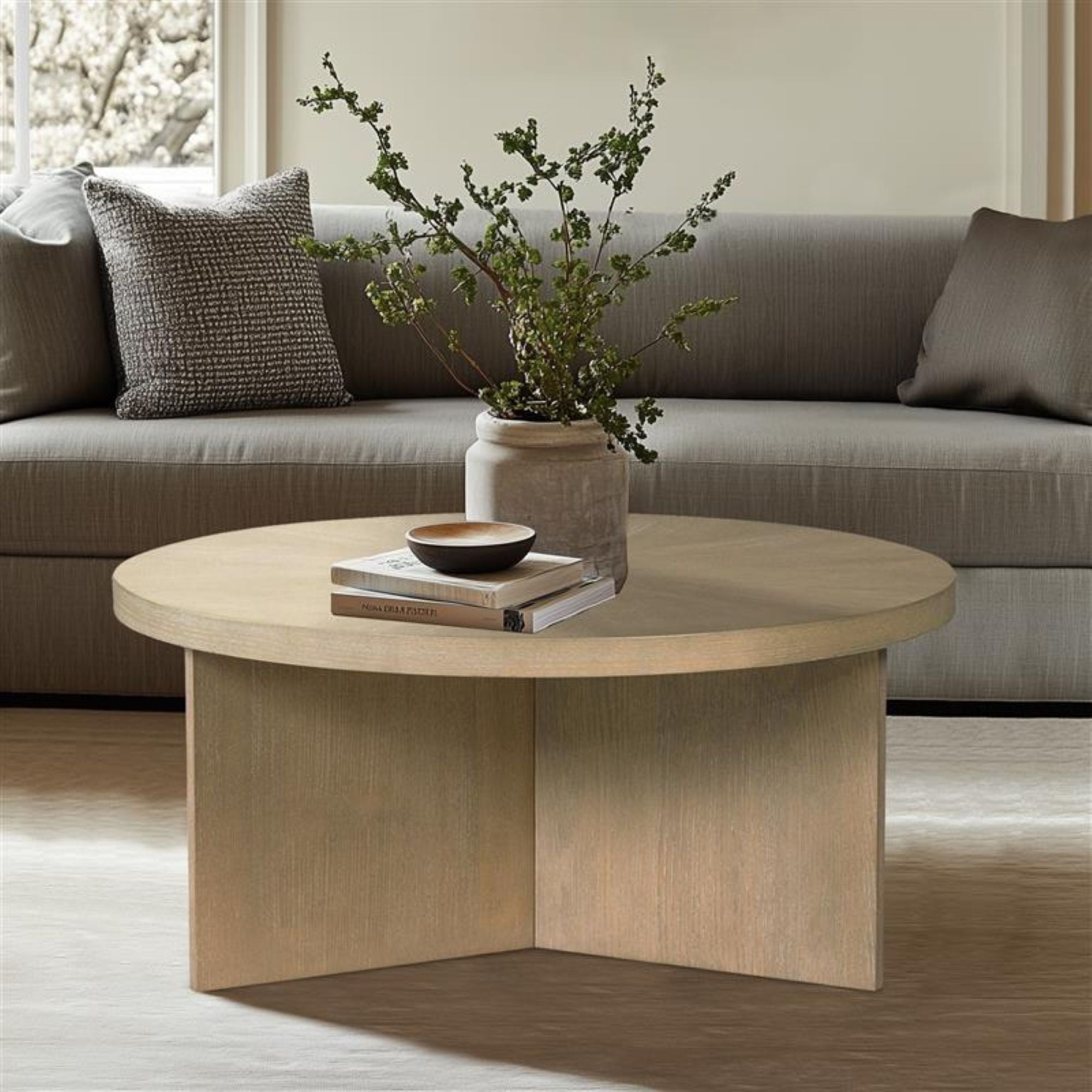 Round Coffee Table With Solid Veneer Top