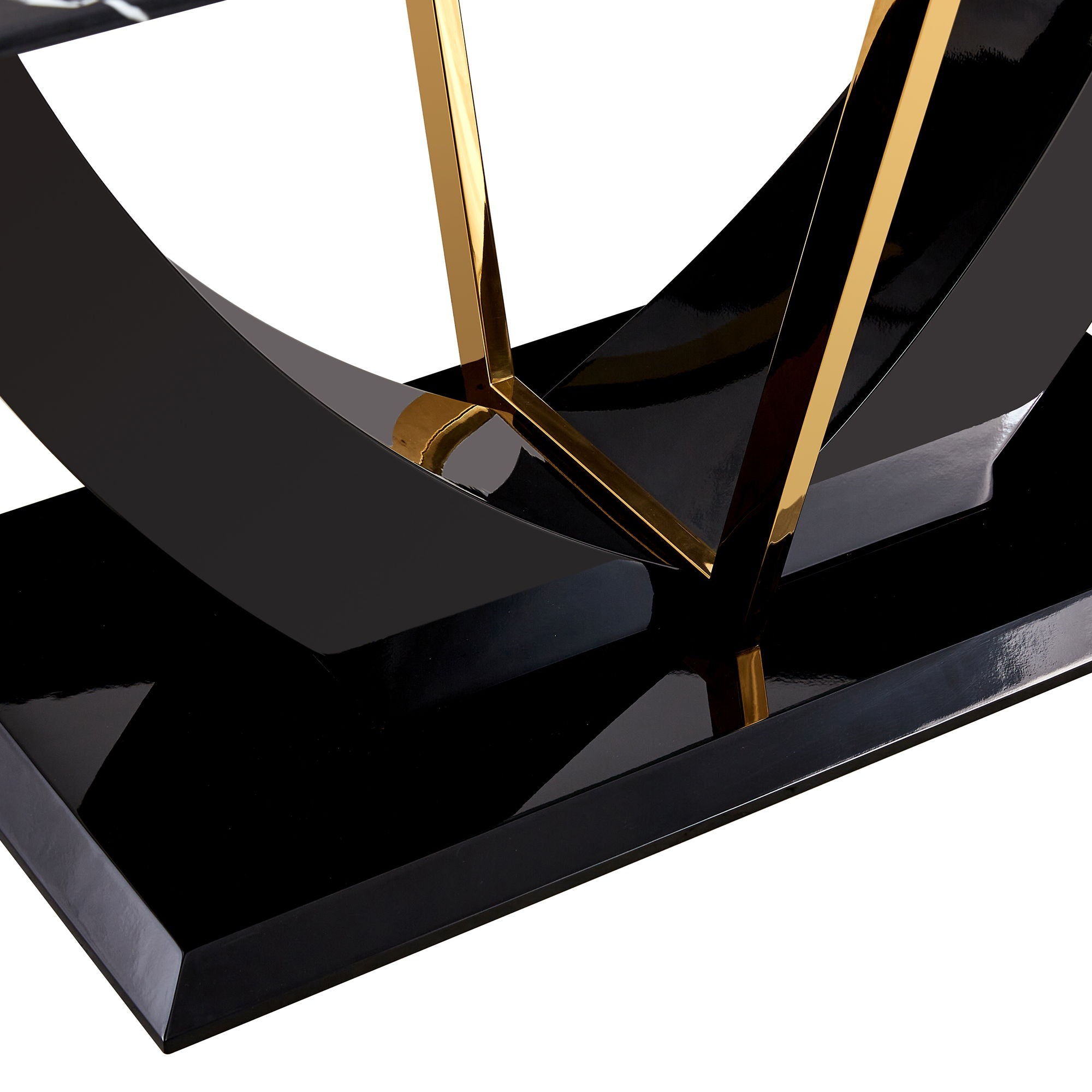 Modern Minimalist Luxurious Imitation Marble Dining Table Rectangular Office Desk With Tempered Glass - Black