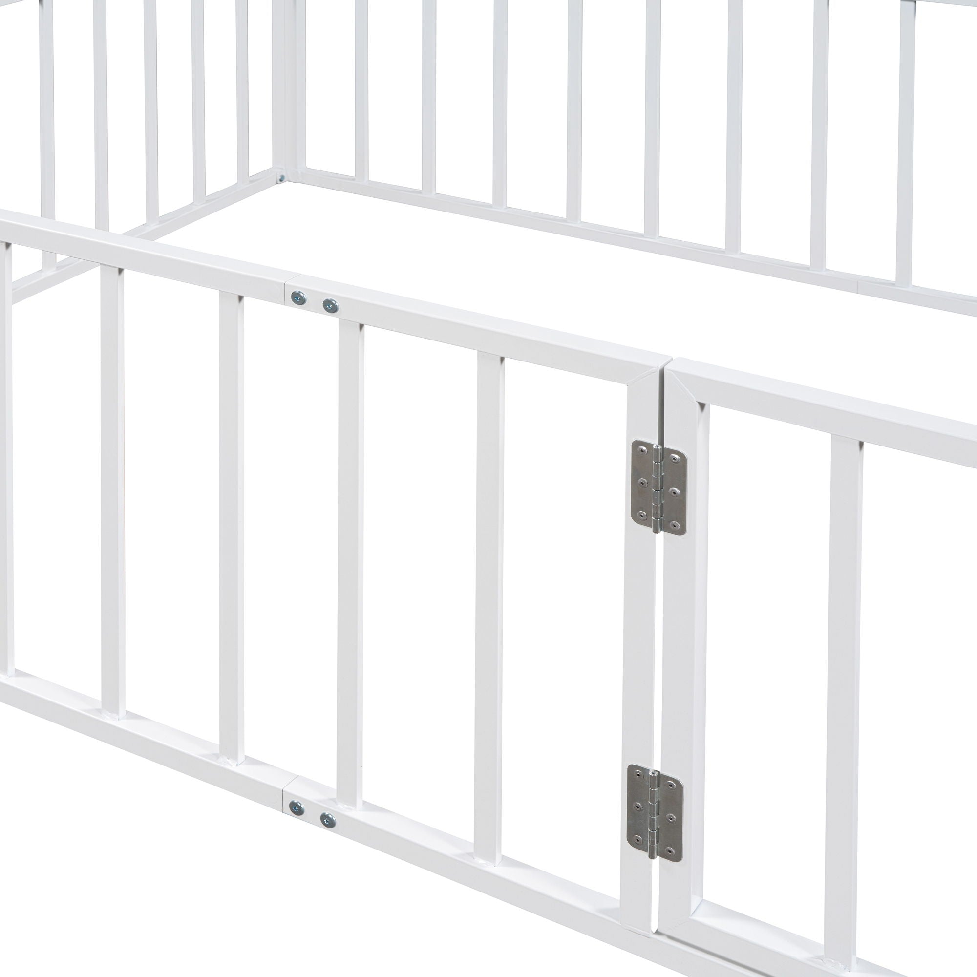 Metal Floor Bed Frame With Fence And Door