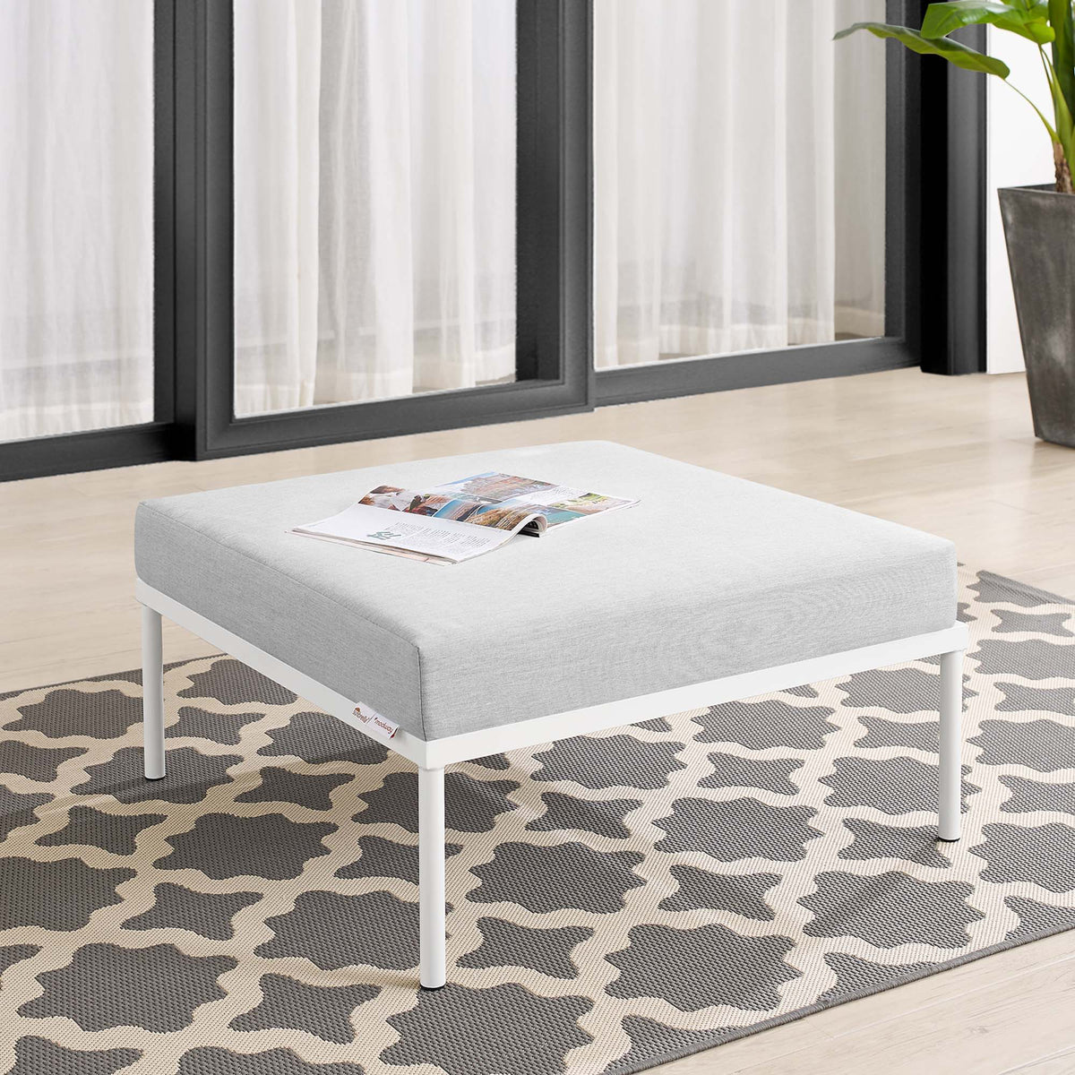 Harmony Sunbrella® Outdoor Patio Aluminum Ottoman by Modway