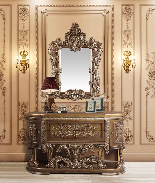 ACME Constantine - Server - Brown & Gold Finish | Meri Furniture