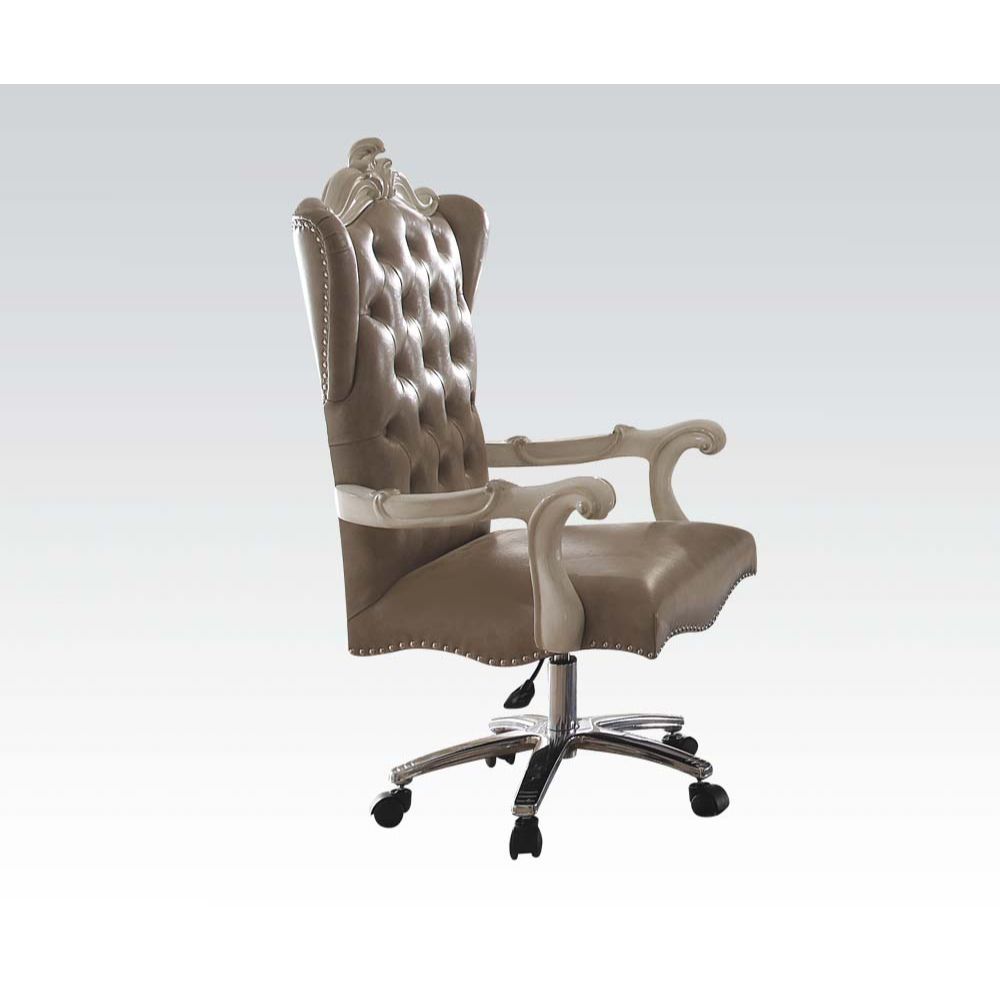 ACME The Versailles executive arm chair classic style will blend masterfully in your home. Carefully constructed from faux leather, and selected veneers. | Meri Furniture