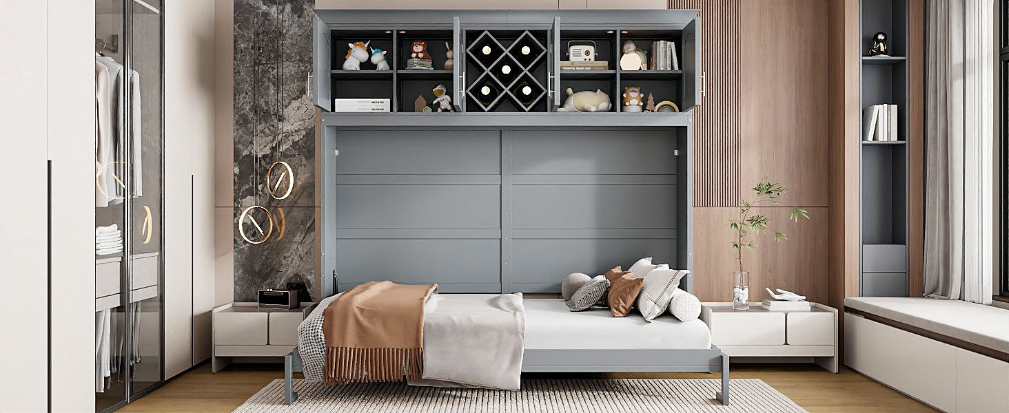 Murphy Wall Bed With Top Cabinets & Wine Rack