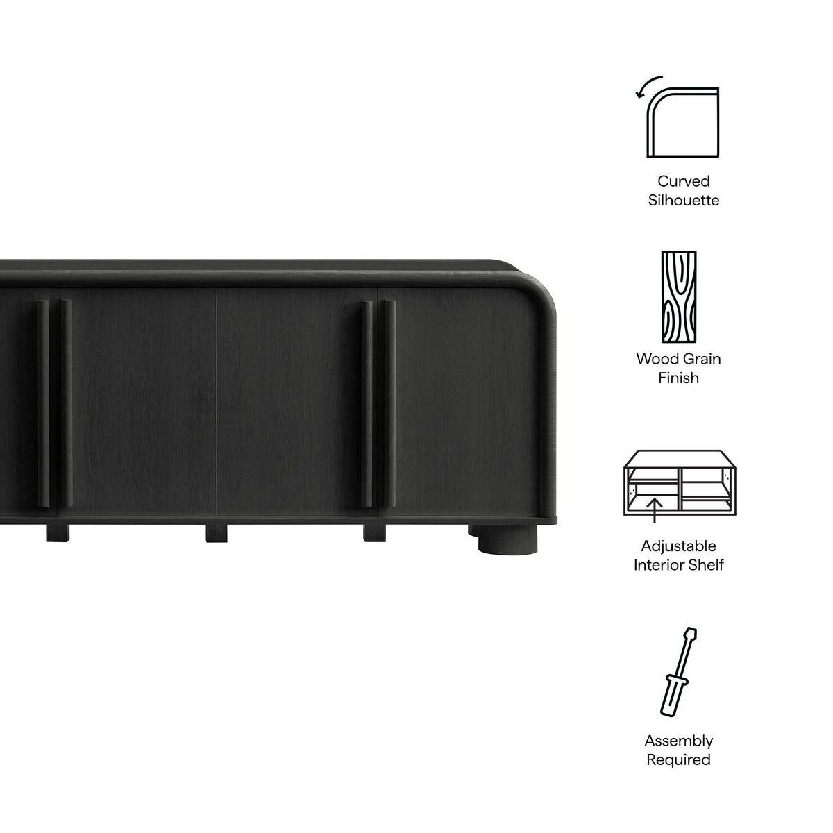 Bellamy Curved 4-Door Sideboard Cabinet by Modway