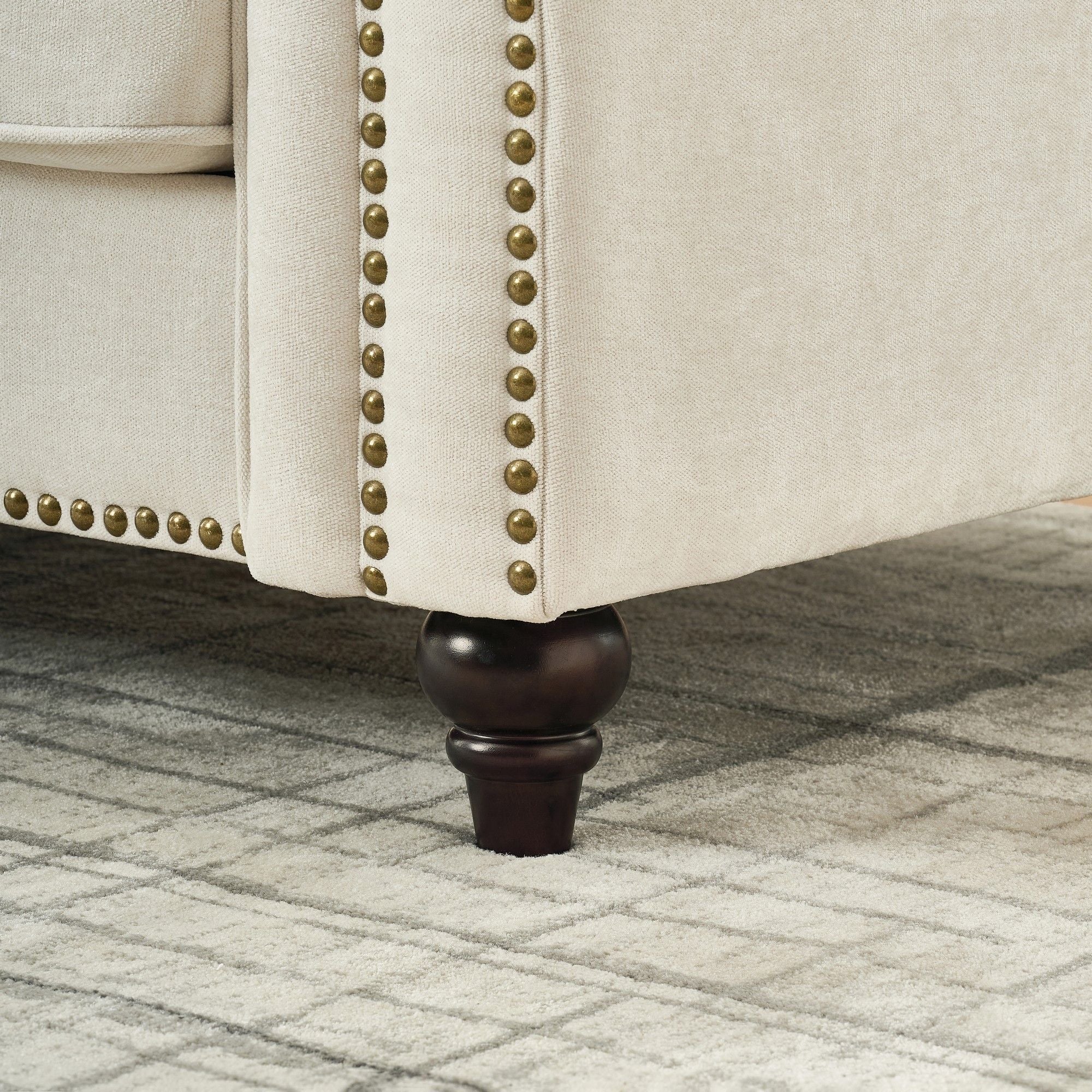 Modern 3 And 2 Seater Sofa With Rolled Arms, Tufted Upholstered Couch