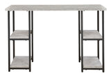 Lazabon - Gray / Black - Home Office Desk - Double-Shelf Pedestal