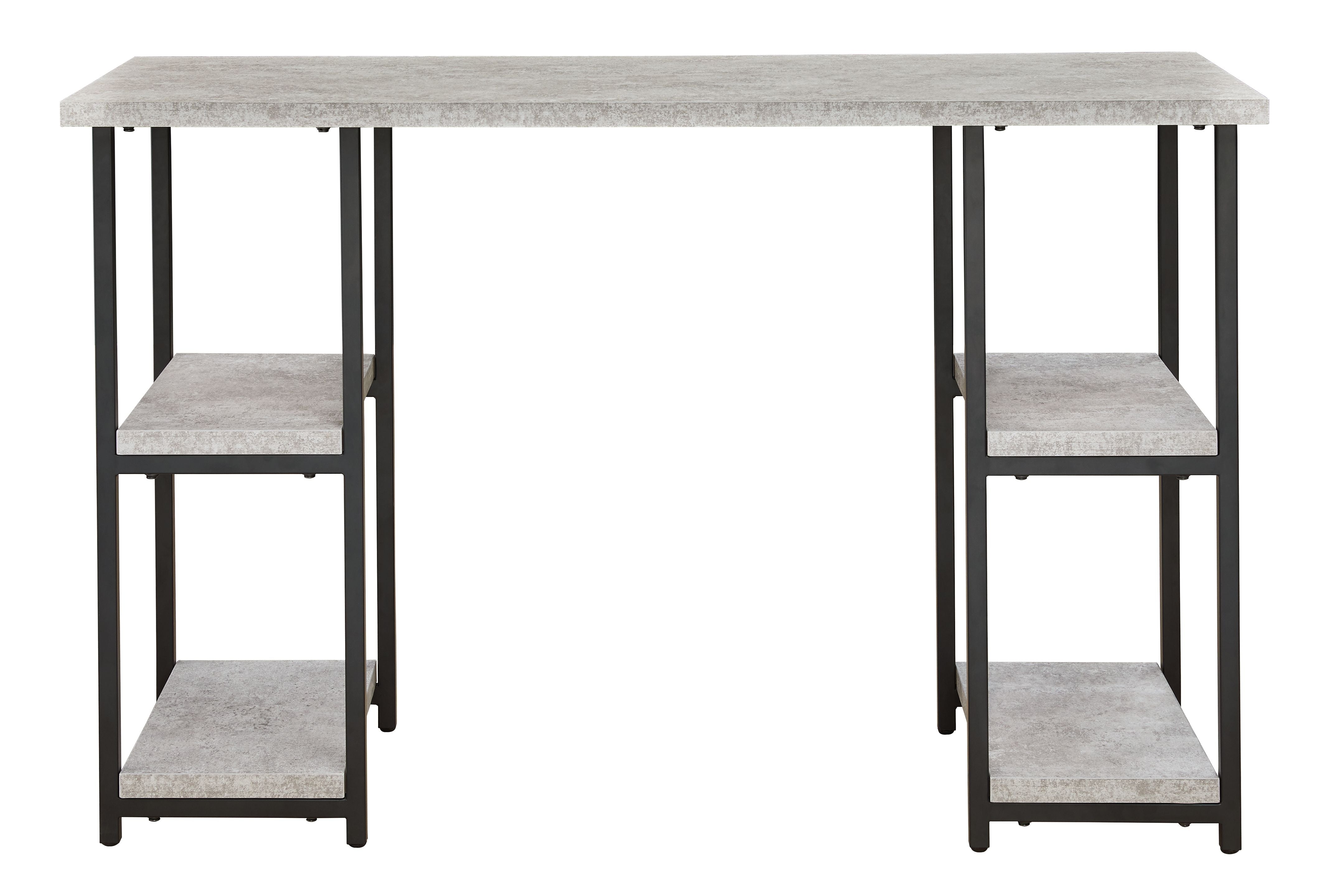 Signature Design by Ashley® Lazabon - Gray / Black - Home Office Desk - Double-Shelf Pedestal | Meri Furniture