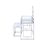 Carenze II - Vanity Desk - White Faux Fur & Chrome