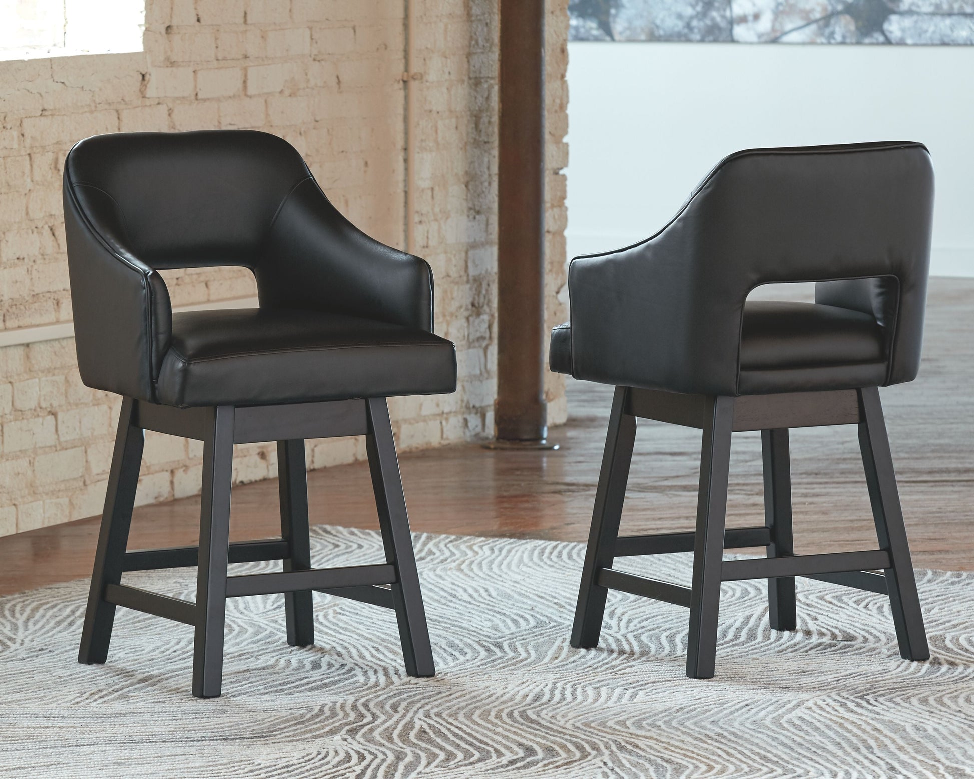 Signature Design by Ashley® Tallenger - Upholstered Swivel Barstool (Set of 2) | Meri Furniture