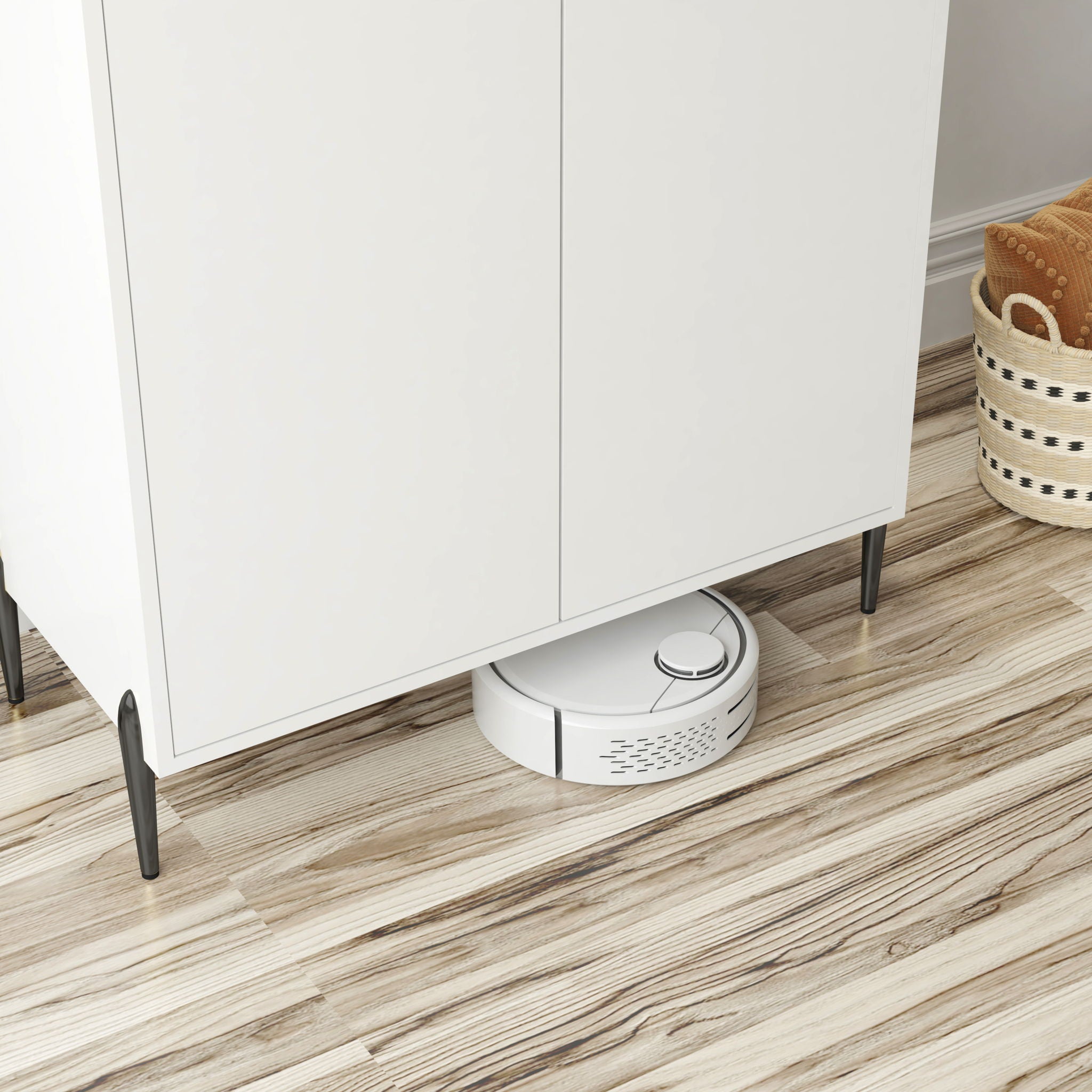 2 Door Wine Bar Cabinet With Adjustable Shelf, Soft-Closing Hinges, And High Feet - White