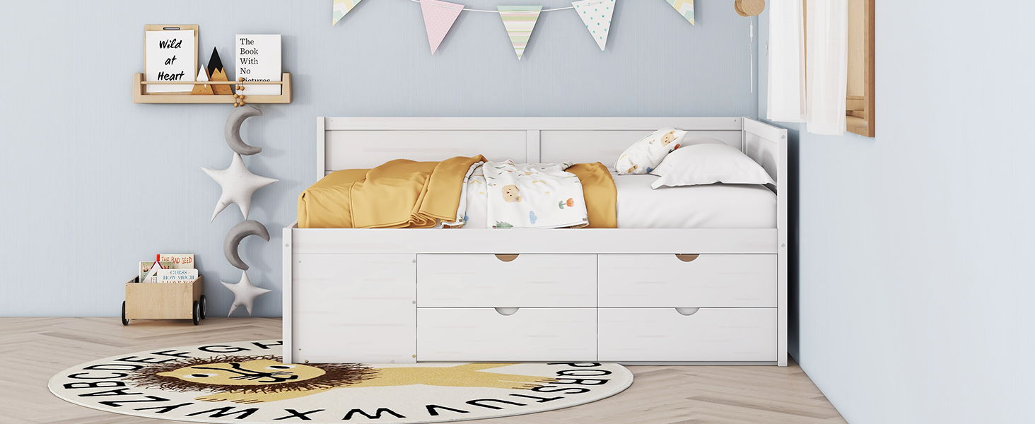 Daybed With Drawers And Shelves