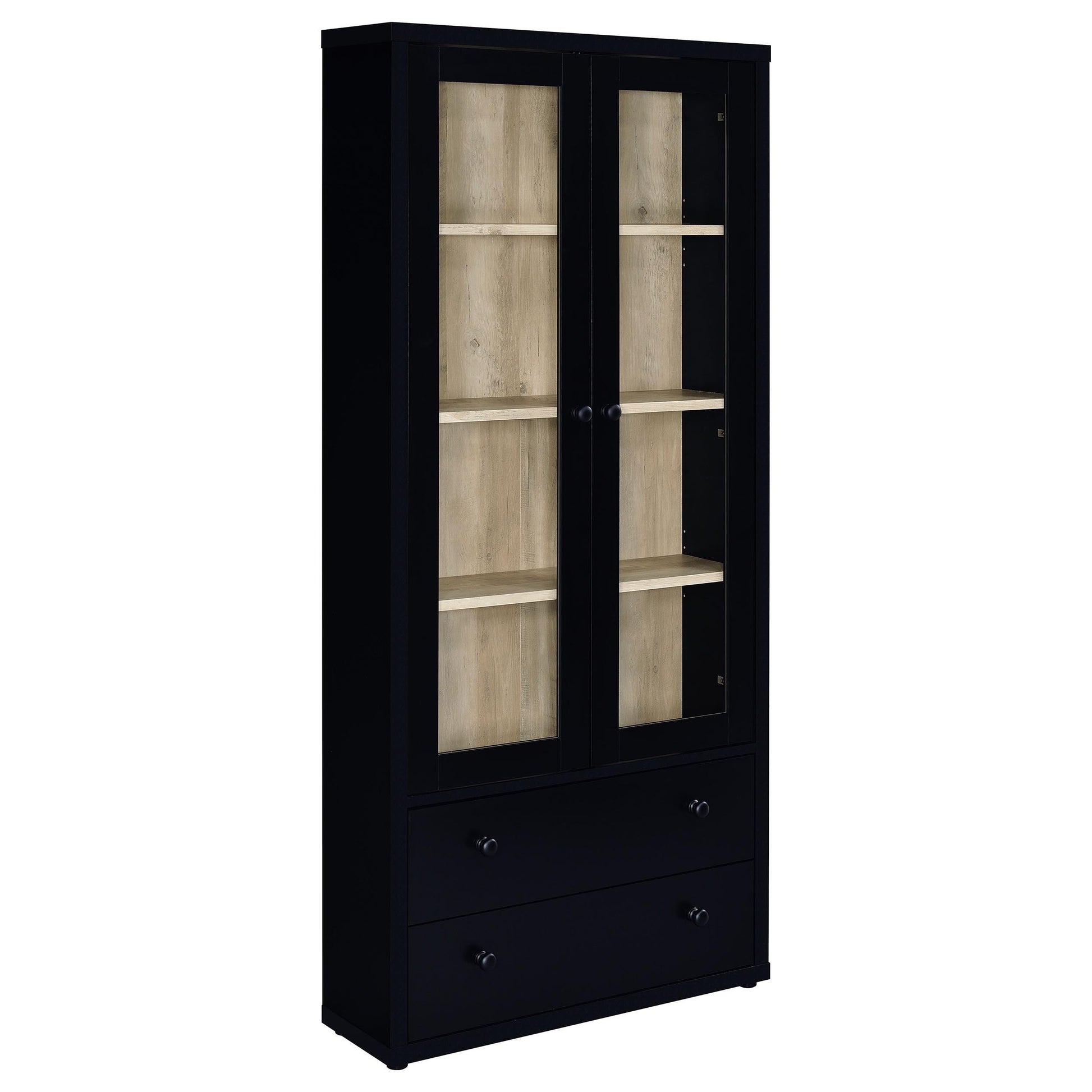 Coaster Fine Furniture Hawthorne - 4-Shelf Glass Door Tall Cabinet With Drawers | Meri Furniture
