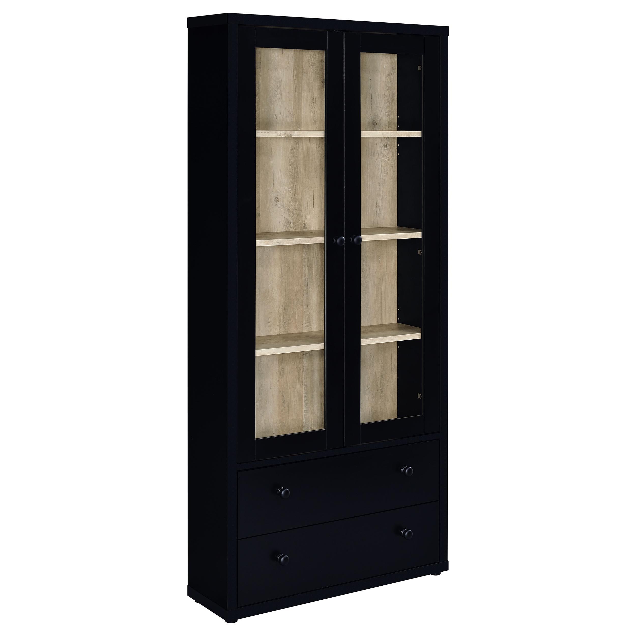 Coaster Fine Furniture Hawthorne - 4-Shelf Glass Door Tall Cabinet With Drawers | Meri Furniture