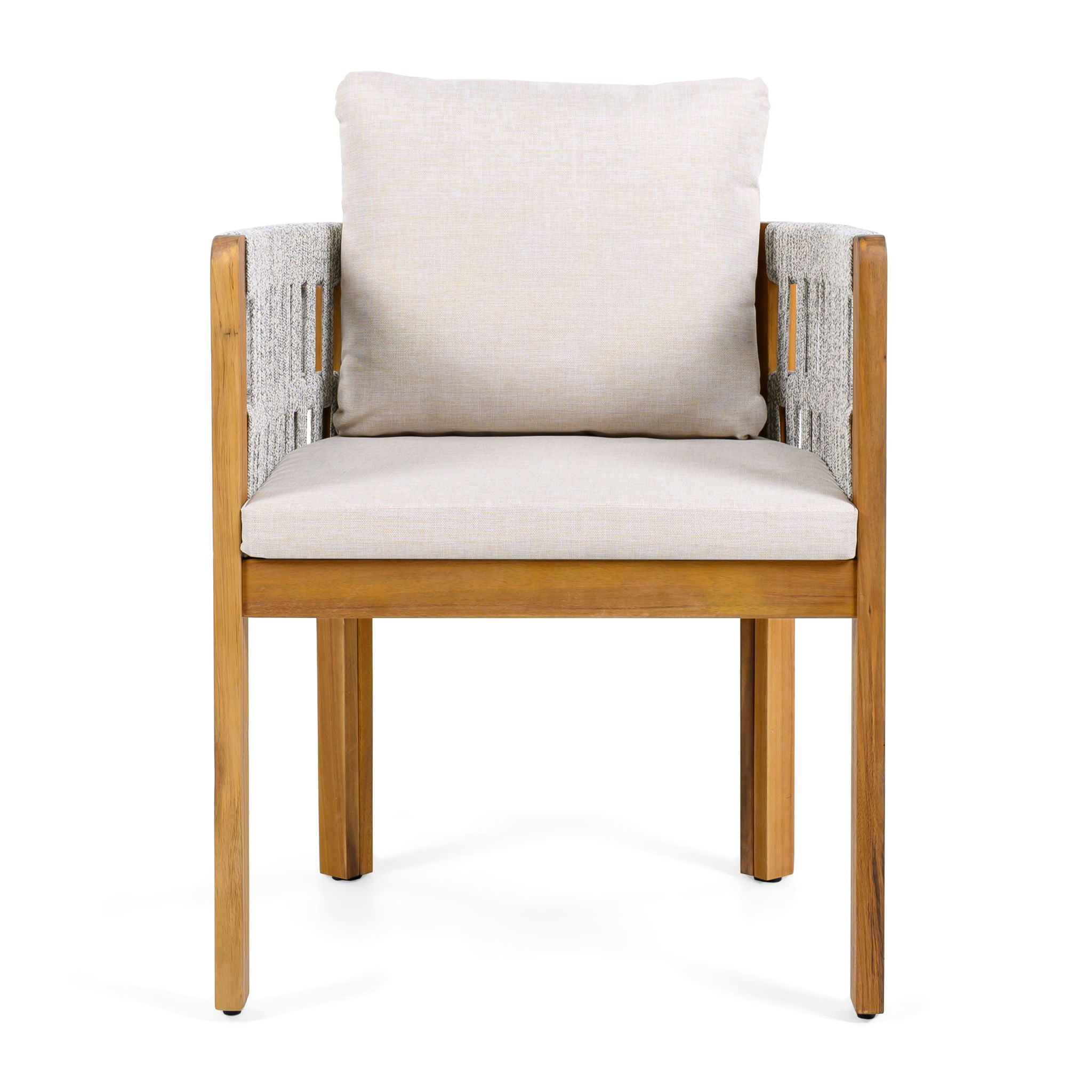 Outdoor Dining Chairs With Mix Rope Handles (Set of 2)