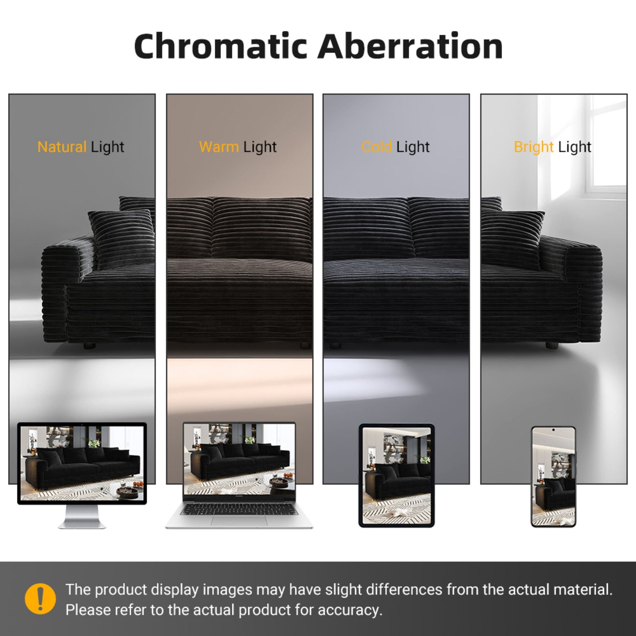 Plush Corduroy 4 Seat Sofa, Modern Comfy Upholstered Sofa Cloud Couch, Deep Seat Couches With Soft Pillows