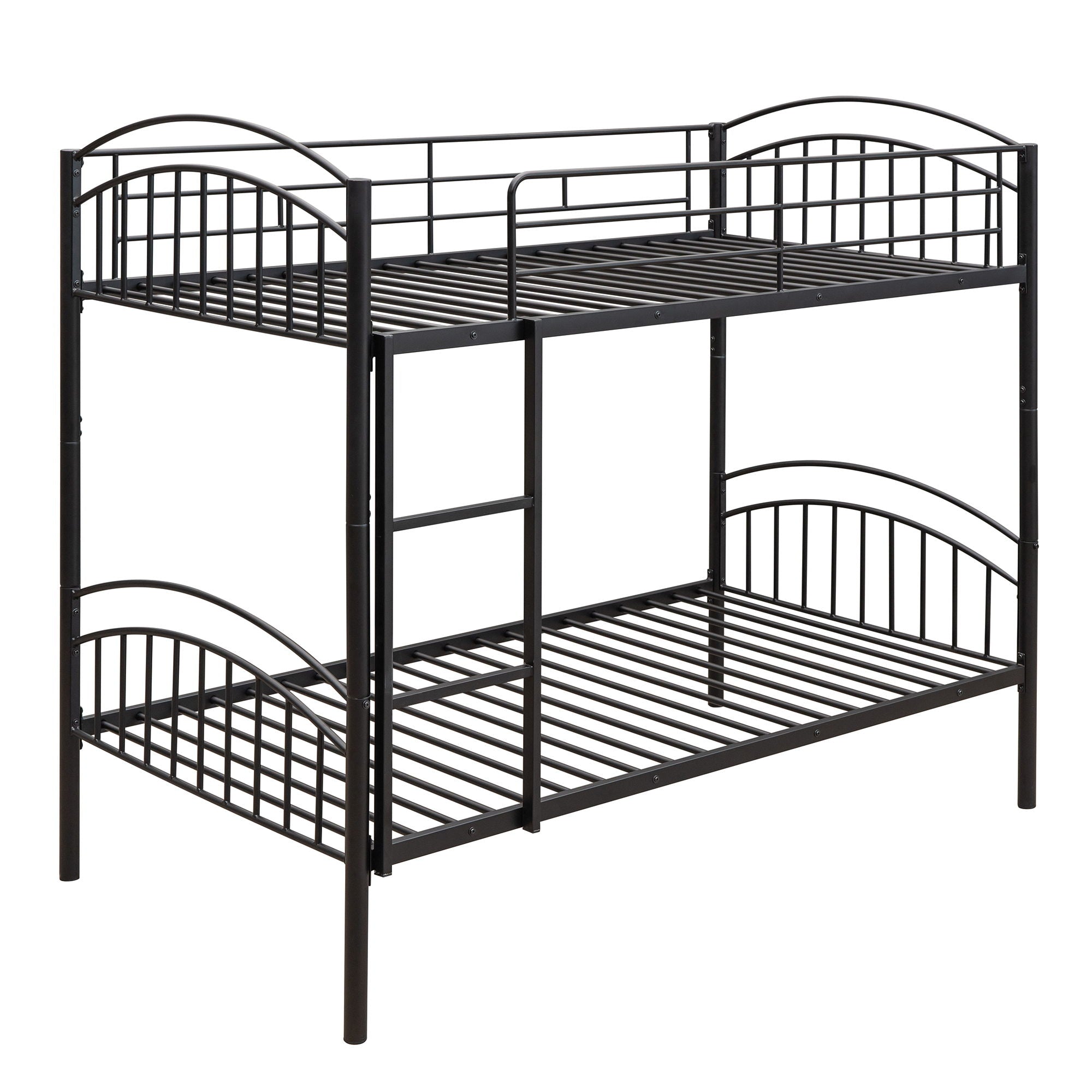Twin Over Twin Bunk Bed, Divided Into Two Beds - Black