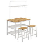Coaster Fine Furniture Edgeworth - 3 Piece Kitchen Island Counter Height Table Set - White | Meri Furniture