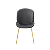 KD, Side Chair (High Back) • Stationary Seat: Standard Dining Height • Padded SEAT & BACK: Velvet (Solid Pattern) • NO Apron • Padded Backrest: Wingback Style • Seat Construction: Wood+Foam (Molding) • Metal Spindle Leg: Nickel Finish • Armless