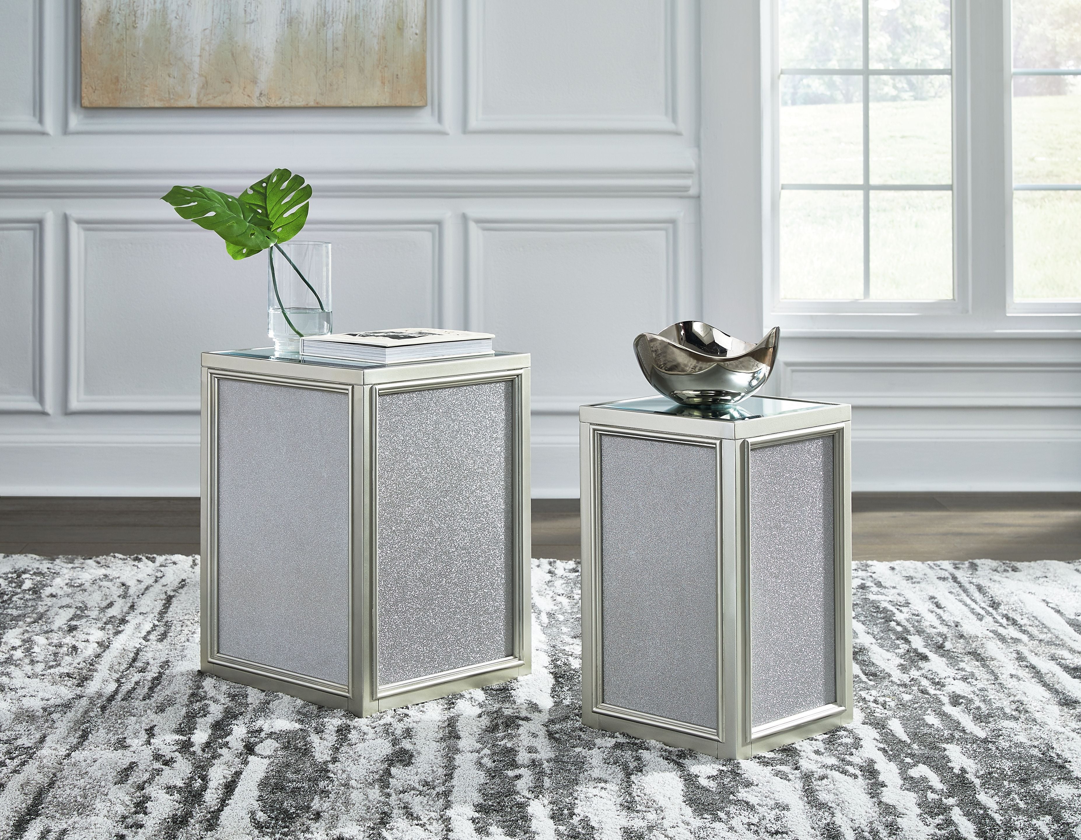 Signature Design by Ashley® Traleena - Silver Finish - Nesting End Tables (Set of 2) | Meri Furniture