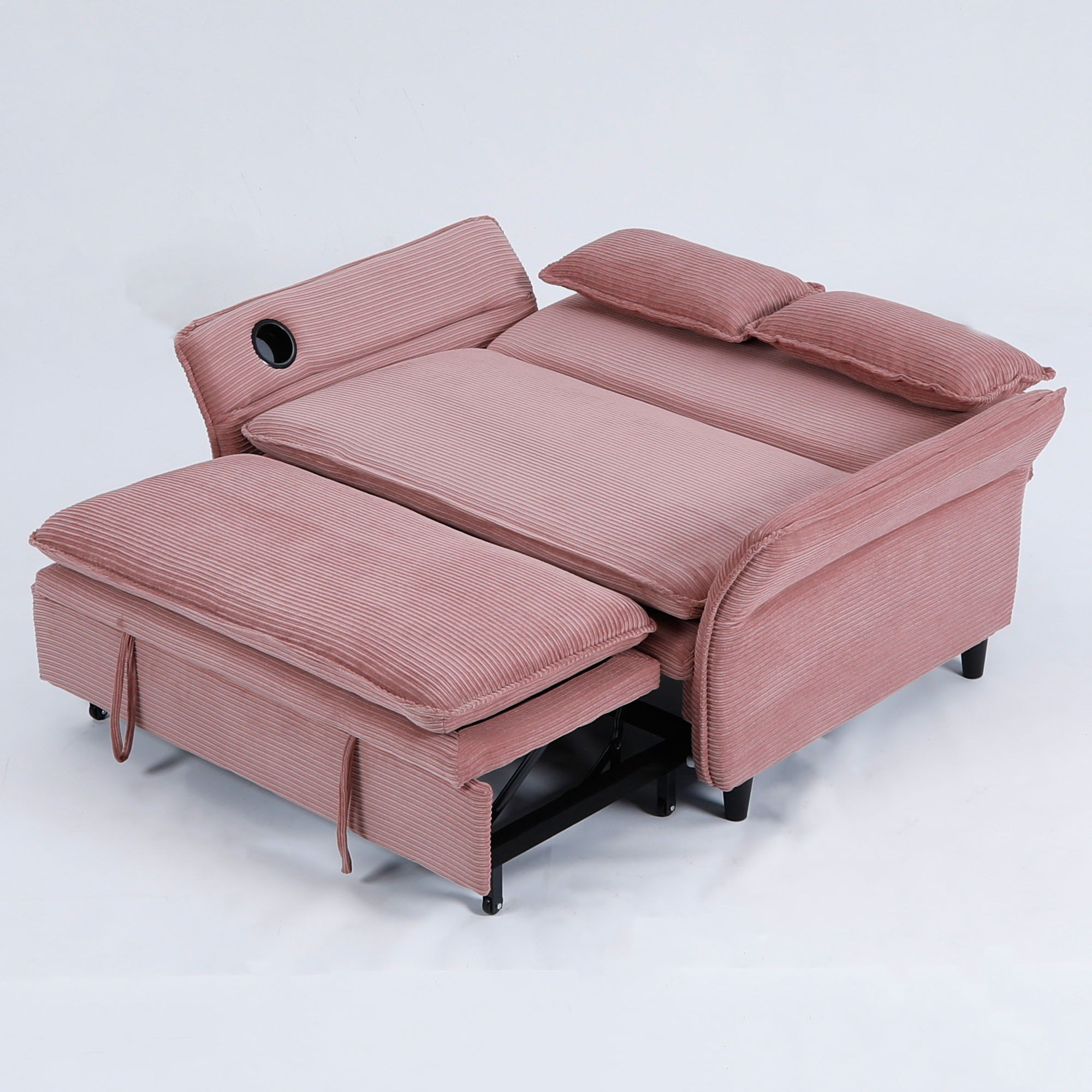 Modern Fabric Multi-Functional Sofa Bed With Adjustable Armrests And Backrests