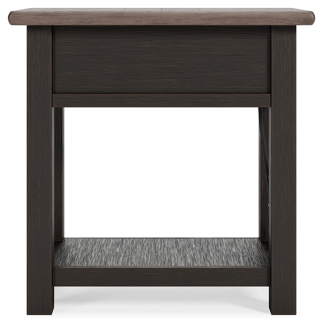 Tyler Creek - Chair Side End Table - Black / Gray