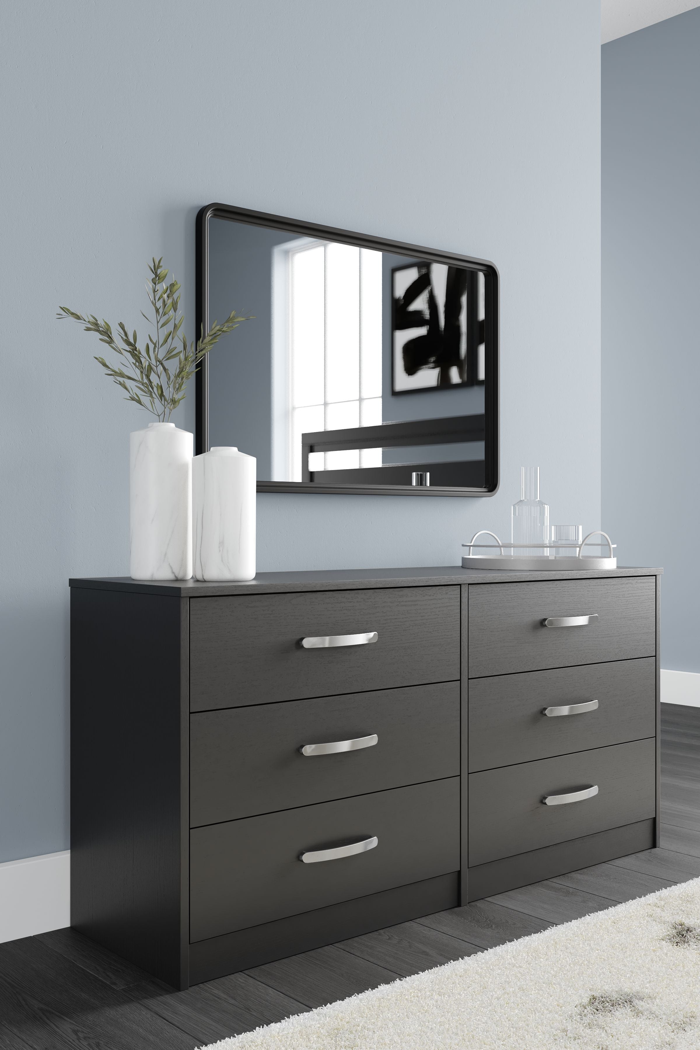 Signature Design by Ashley® Finch - Black - Six Drawer Dresser - 29'' Height | Meri Furniture