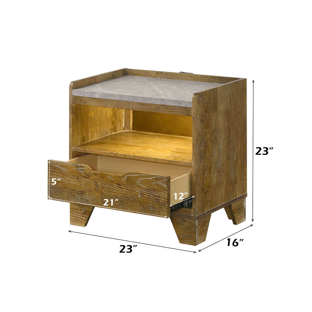 Garcia - Nightstand With LED - Light Brown