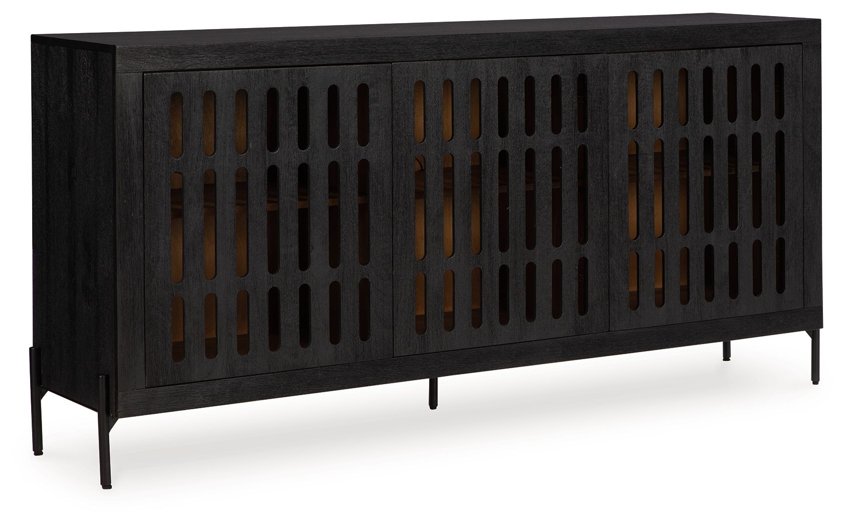 Signature Design by Ashley® Vallisburg - Black / Natural - Accent Cabinet | Meri Furniture