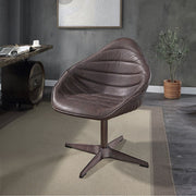 Pipino - Accent Chair With Swivel - Antique Ebony Top Grain Leather