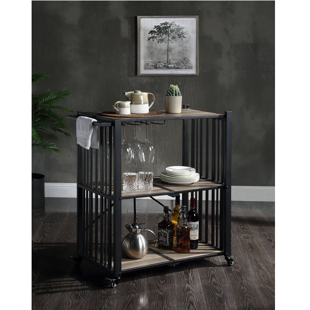 ACME Zudora - Folding Serving Cart - Black | Meri Furniture