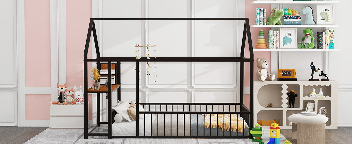 House Frame With Desk, Shelves, Power Outlets And USB Ports