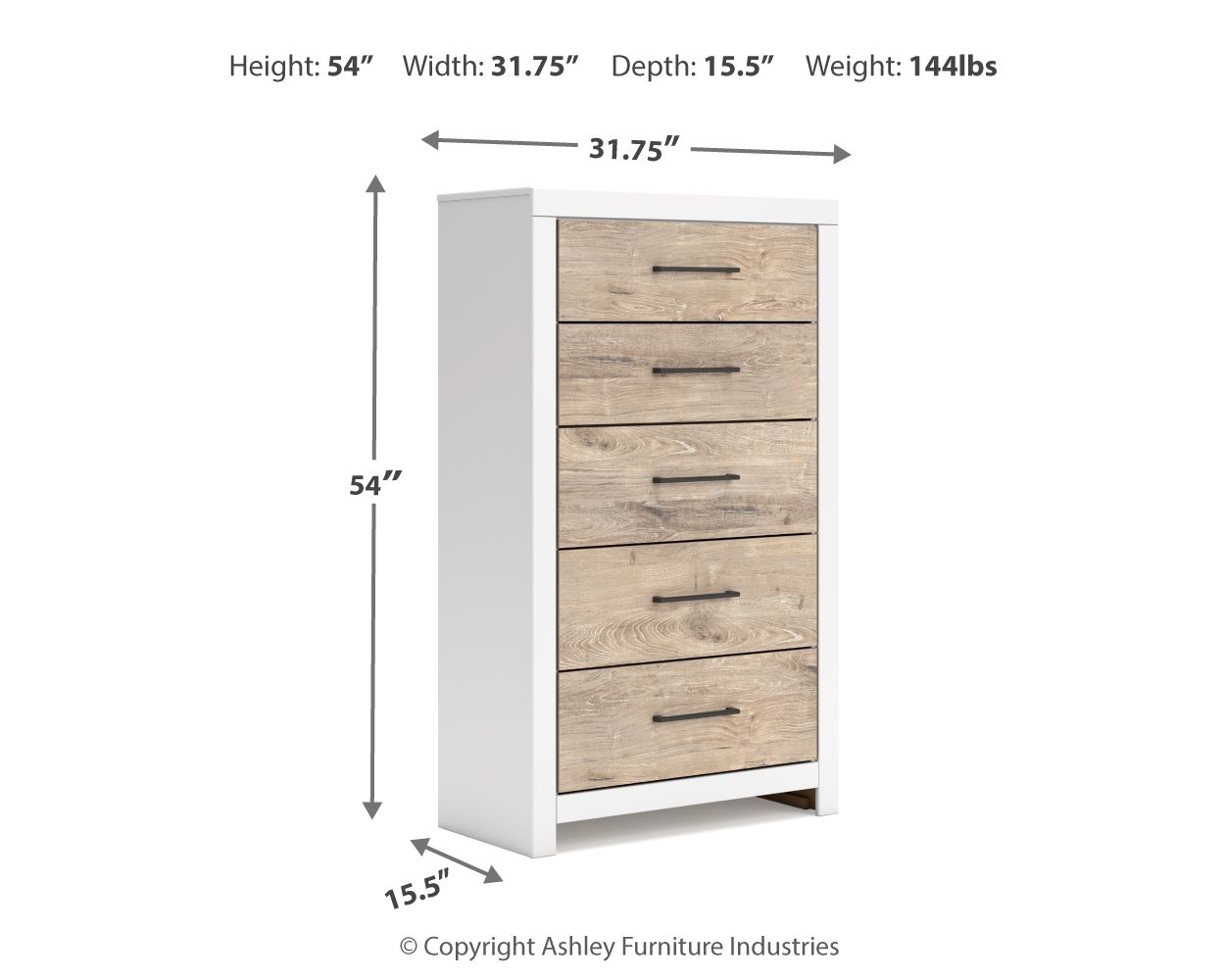 Signature Design by Ashley® Charbitt - Two-tone - Five Drawer Chest | Meri Furniture