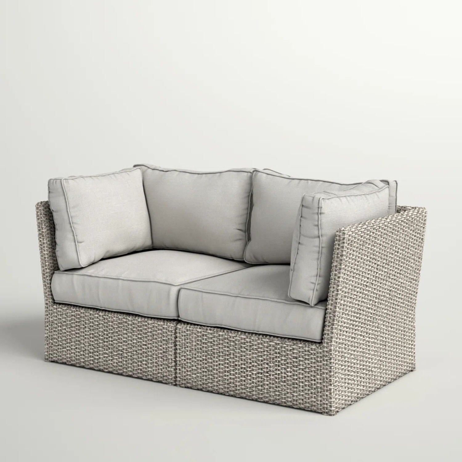 Modern Patio Wicker Loveseat With Cushions