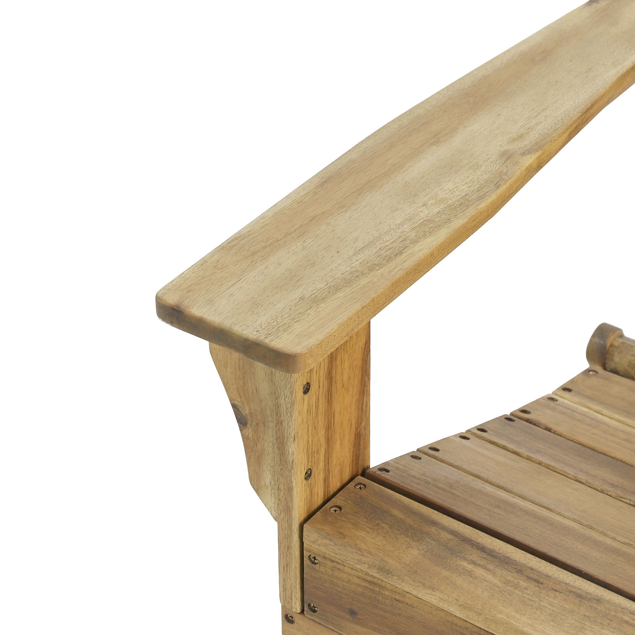Outdoor Foldable Adirondack Chair With Slat Back - Natural