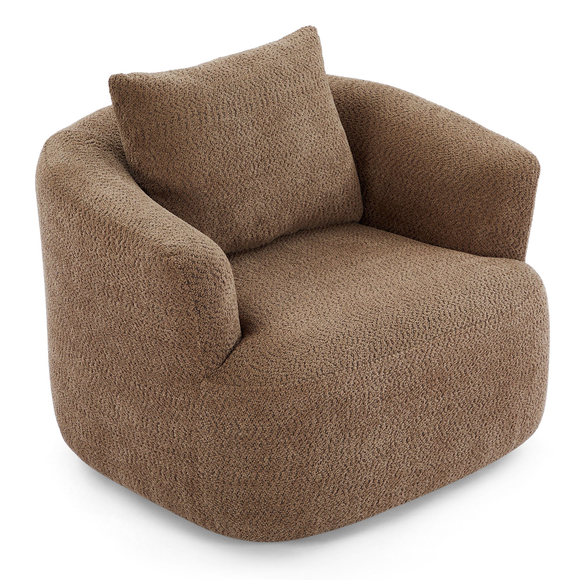 360° Swivel Barrel Sofa Chair With Throw Pillow, Chenille Upholstered Accent Chair